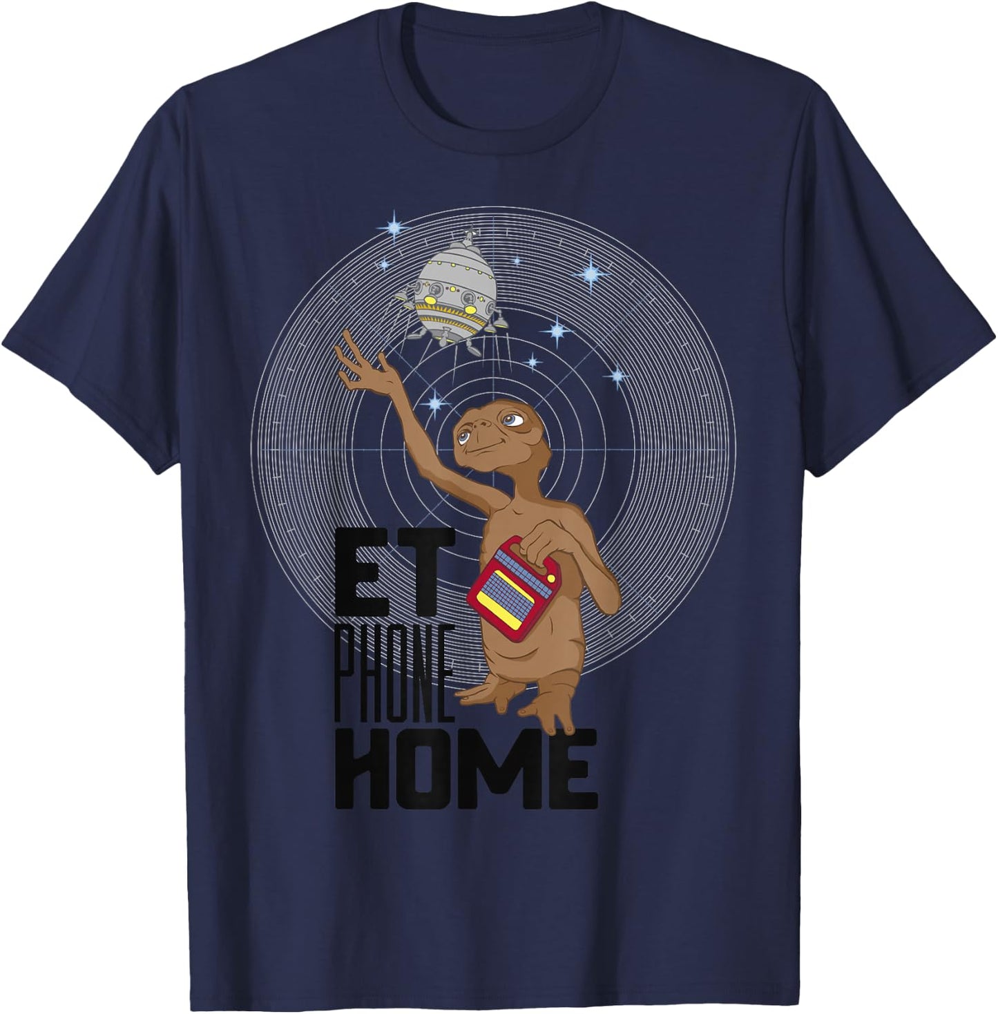 E.T. Phone Home Spaceship Flying Away Graphic T-Shirt - T-Shirt | Navy