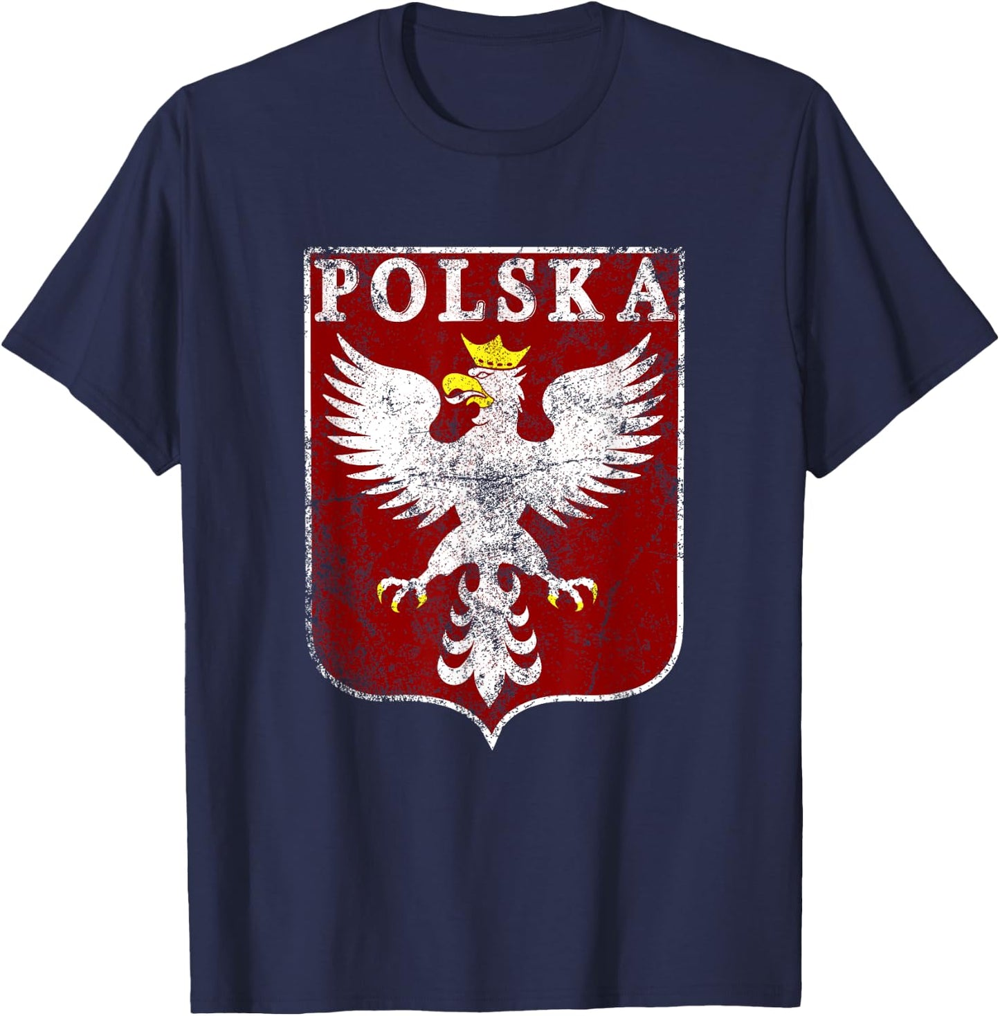 Polish Eagle Polish Crest Vintage Polska Eagle Poland T-Shirt - T-Shirt | Navy