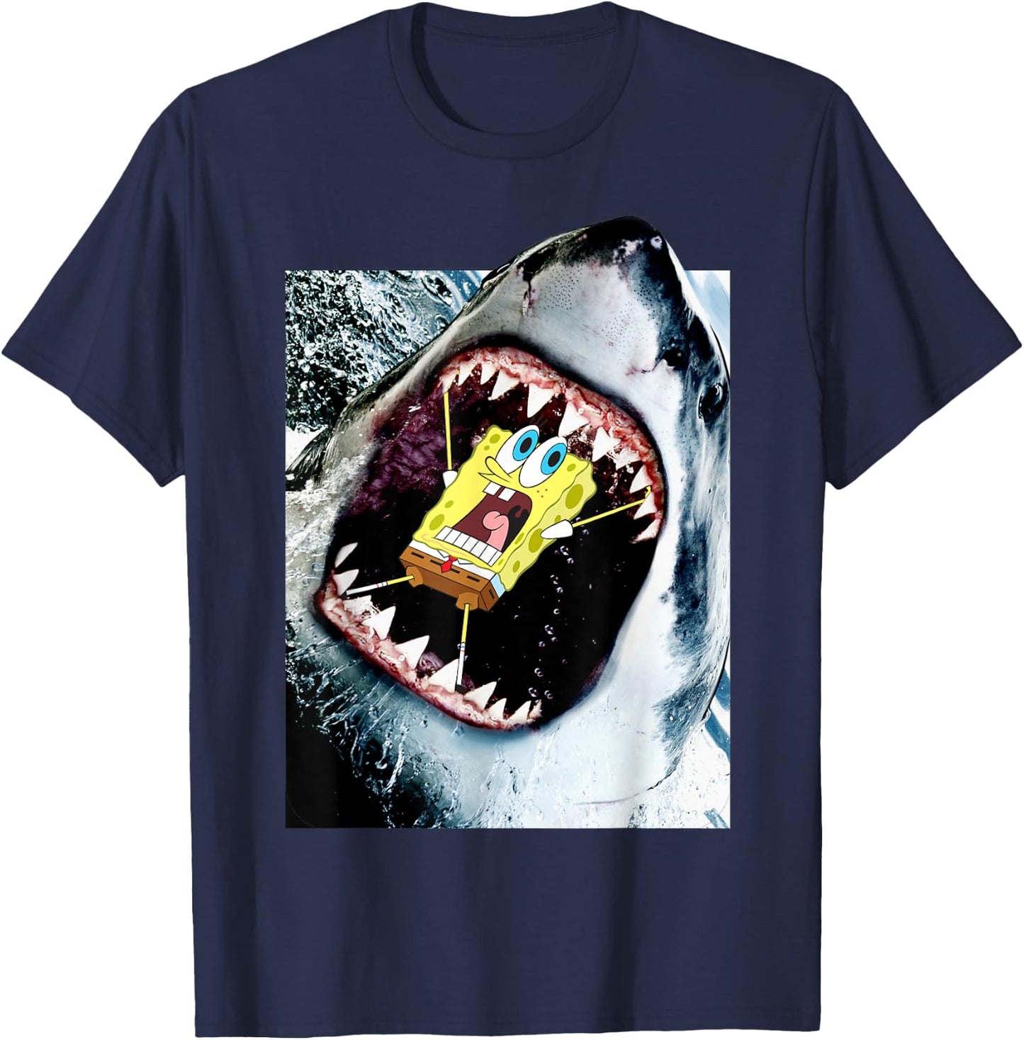 Spongebob SquarePants Shark Attack T-Shirt - T-Shirt | Navy
