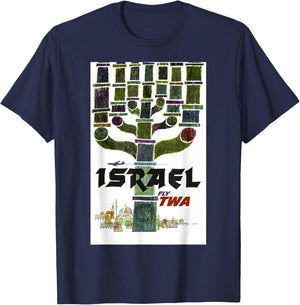 Fly TWA Israel Middle East Retro Vintage T-Shirt - T-Shirt | Navy