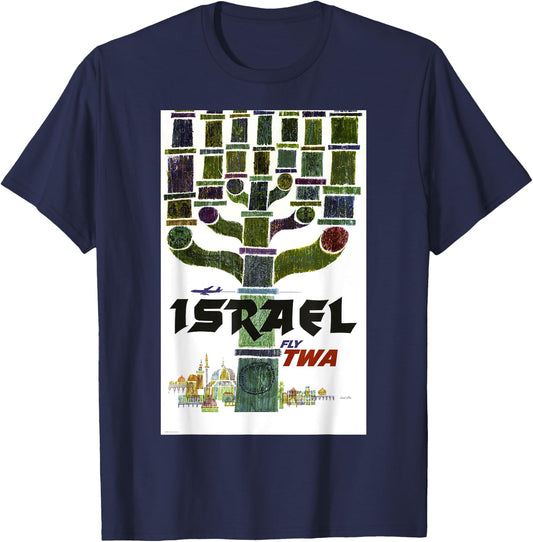 Fly TWA Israel Middle East Retro Vintage T-Shirt - T-Shirt | Navy