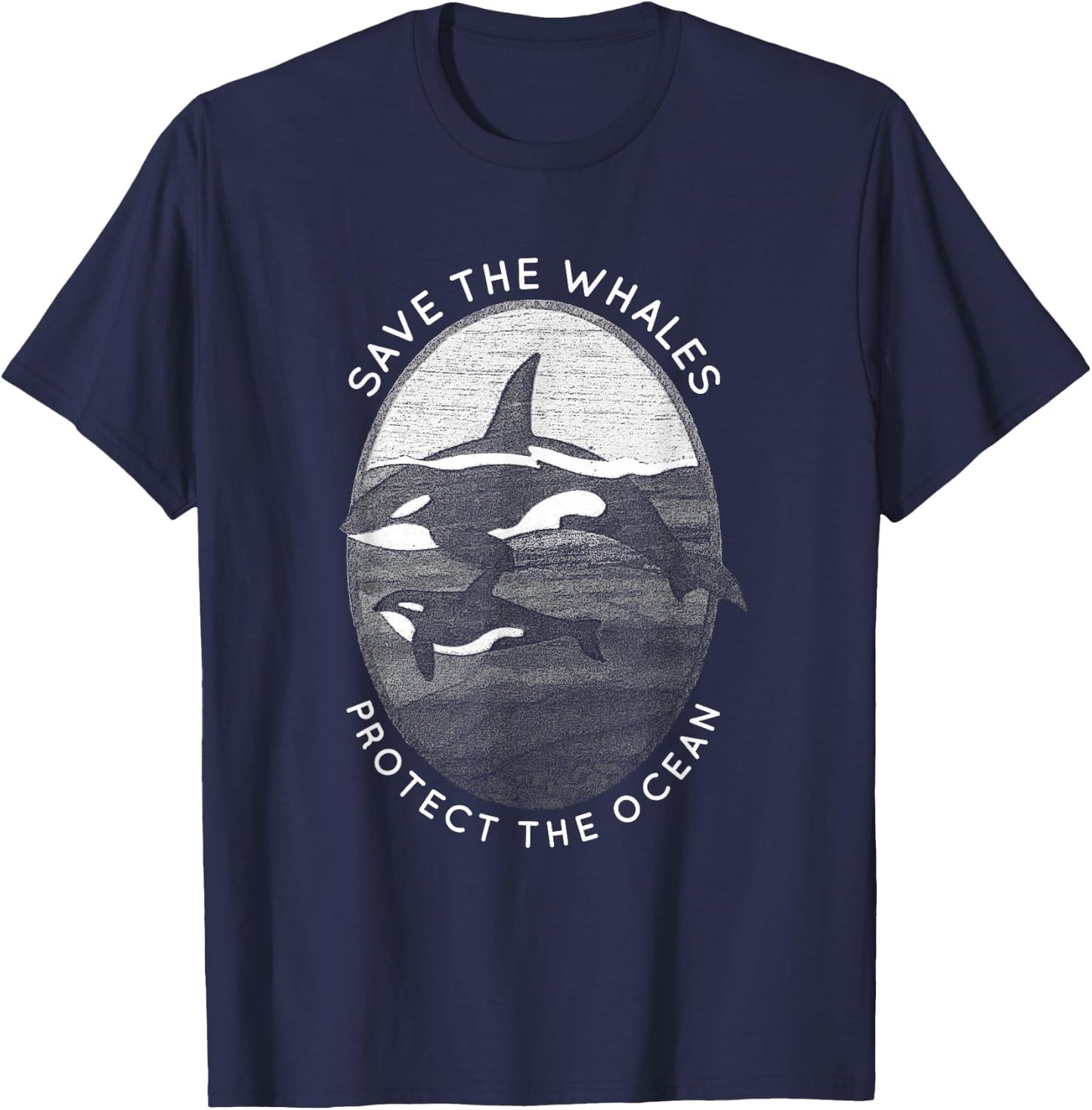 Save The Whales: Protect The Ocean Orca Killer Whales T-Shirt - T-Shirt | Navy