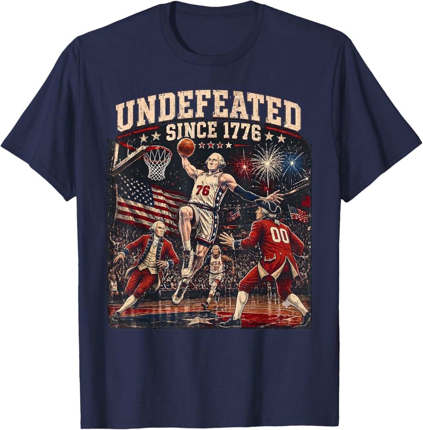 George Washington Undefeated Since 1776 Basketball USA T-Shirt - T-Shirt | Navy