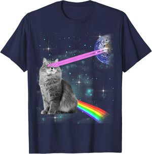 Laser Eyes Space Cat Women Kids T-Shirt - T-Shirt | Navy