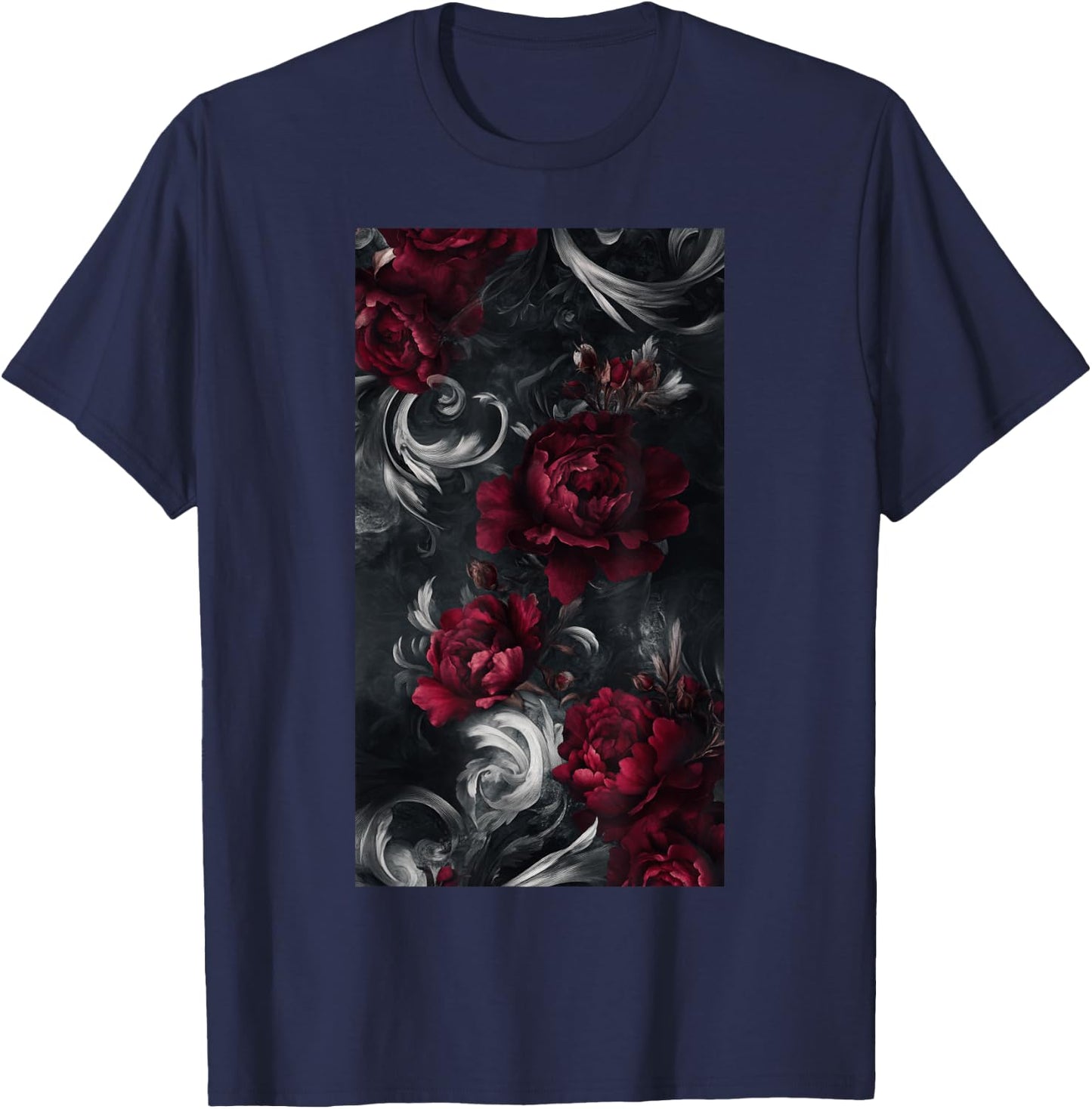 Rose Flowers Floral Aesthetic Vintage flowers T-Shirt - T-Shirt | Navy