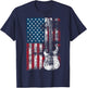 Guitar USA Flag Shirt | Cute Patriotic Guitar Lovers US Gift T-Shirt - T-Shirt | Navy