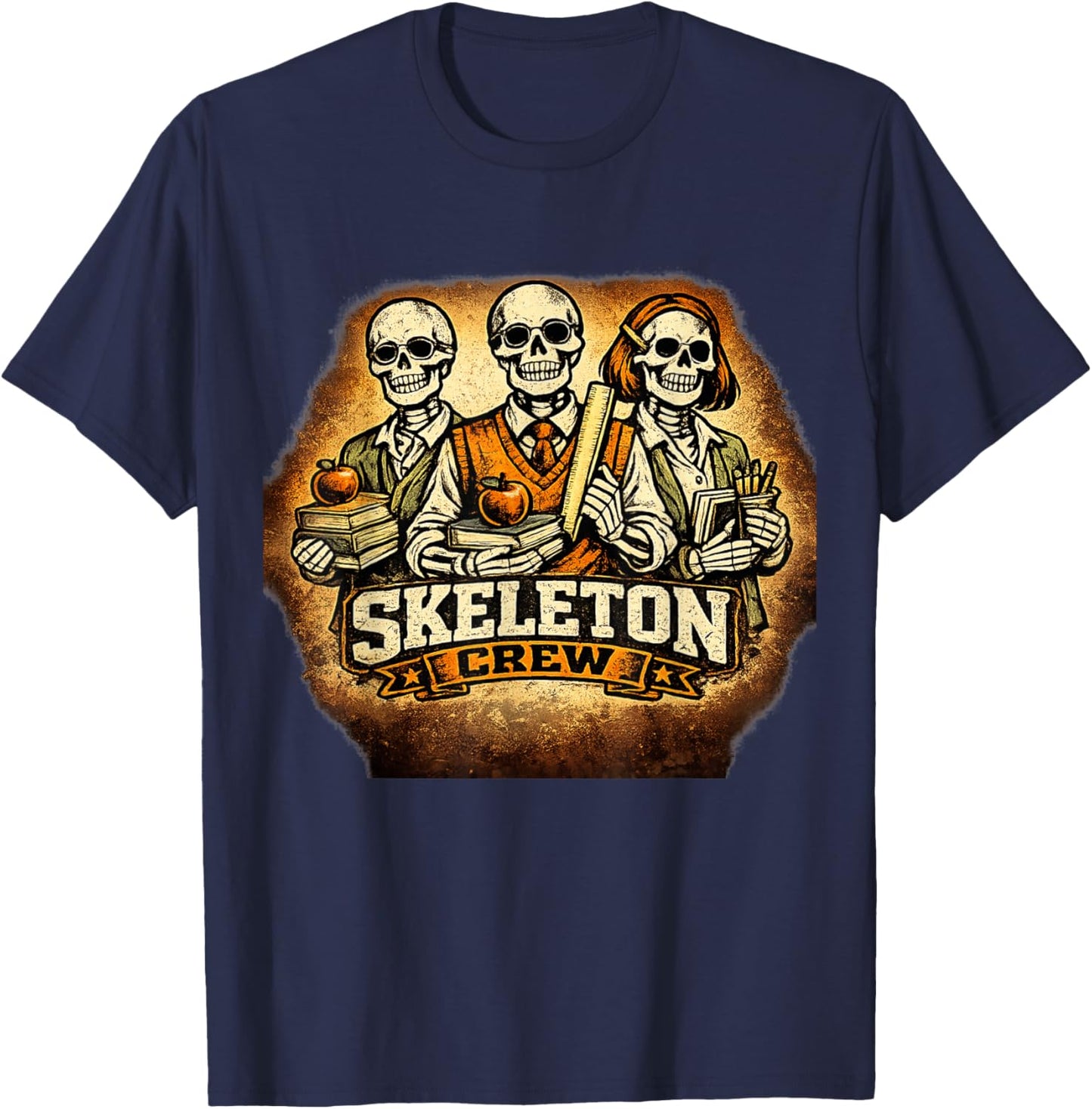 Skeleton Crew Teacher Halloween T-Shirt - T-Shirt | Navy