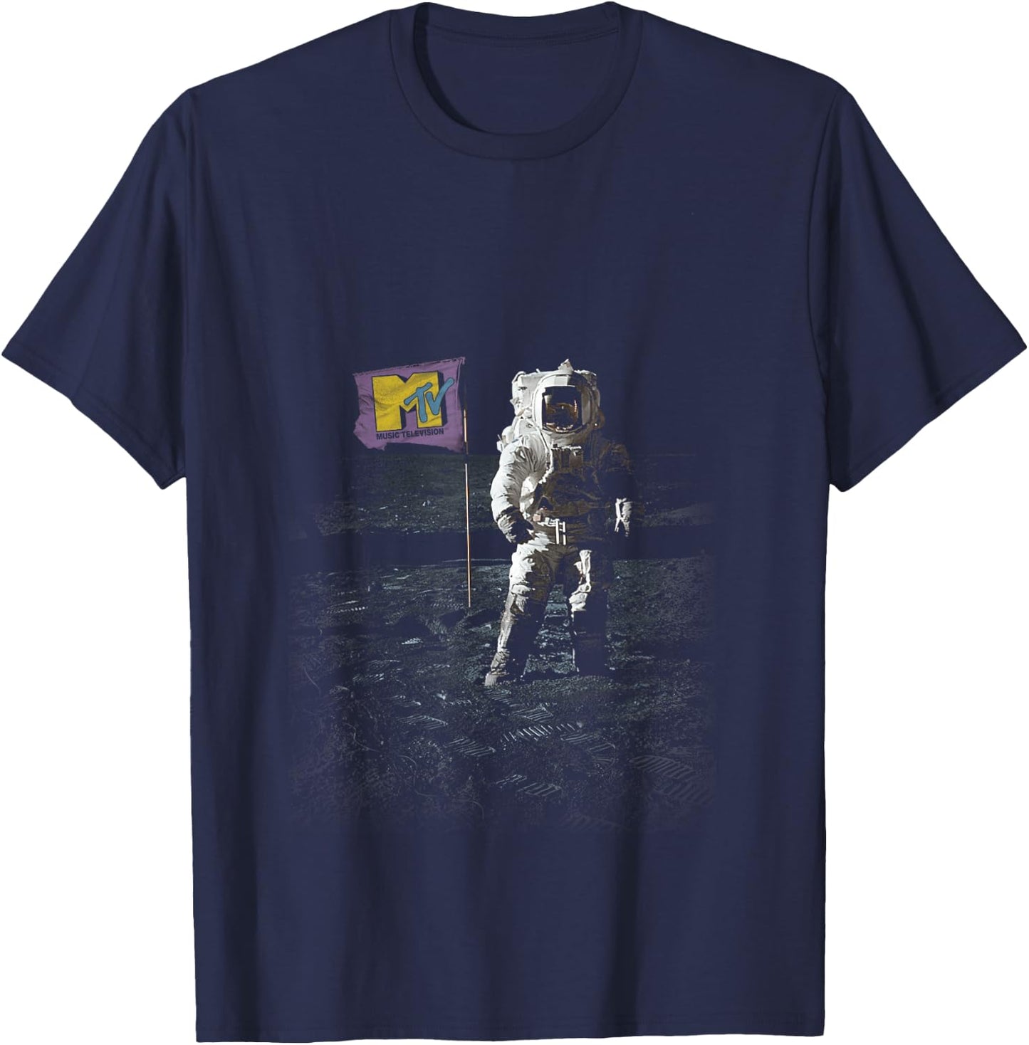 MTV Flag With Man On The Moon T-Shirt - T-Shirt | Navy