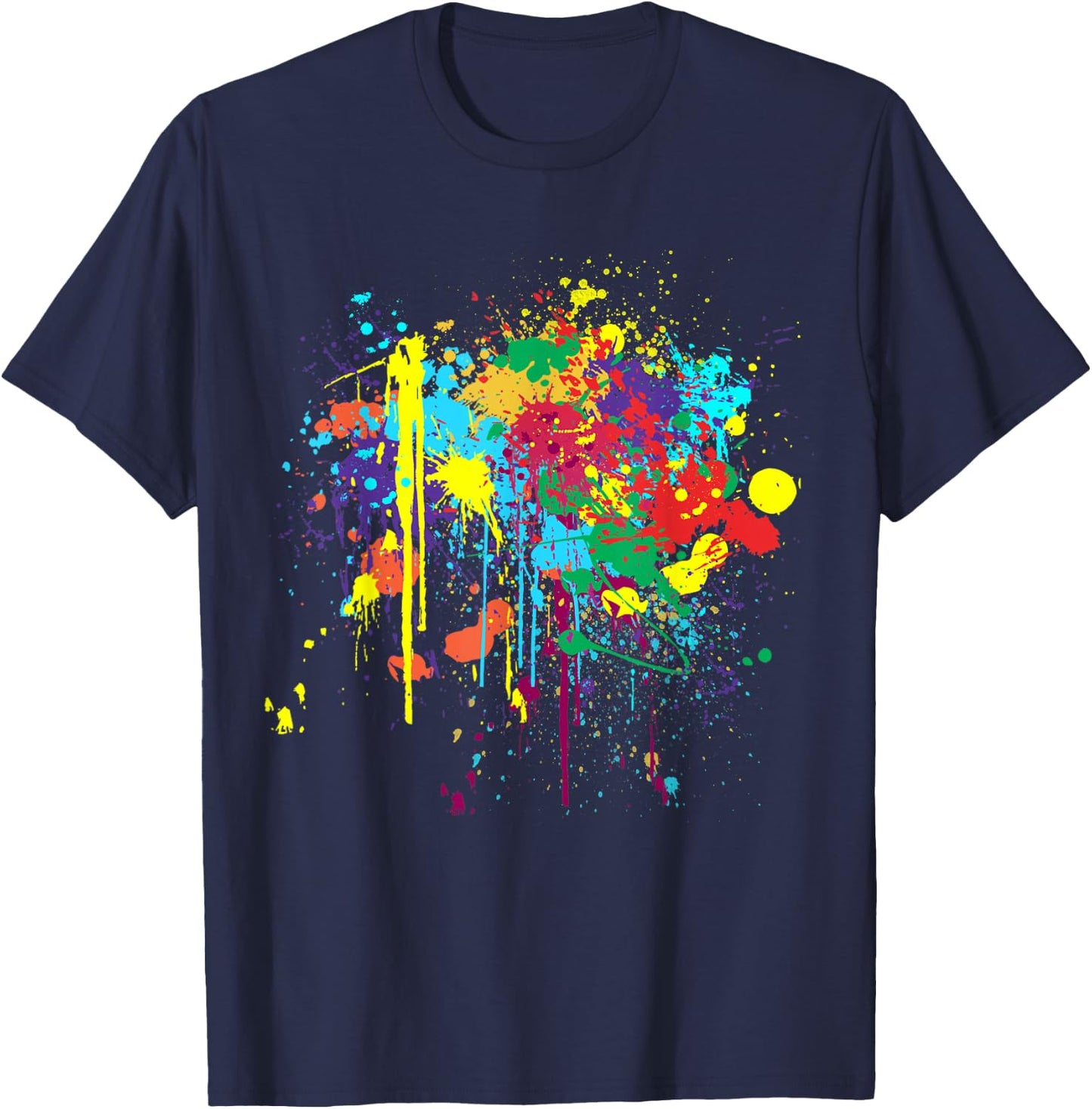 Colourful Messy Paint Splashed T-Shirt - T-Shirt | Navy