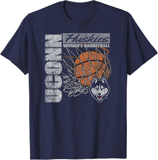 Connecticut Huskies Women's Basketball Vintage 90's Navy T-Shirt - T-Shirt | Navy