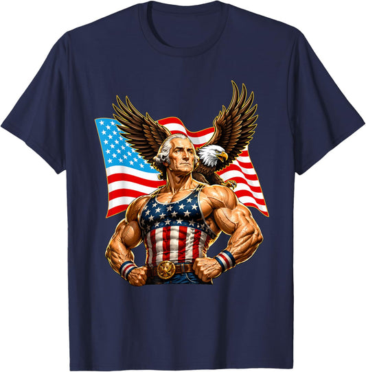 Funny Patriotic George Washington Eagle USA 4th of July Men T-Shirt - T-Shirt | Navy
