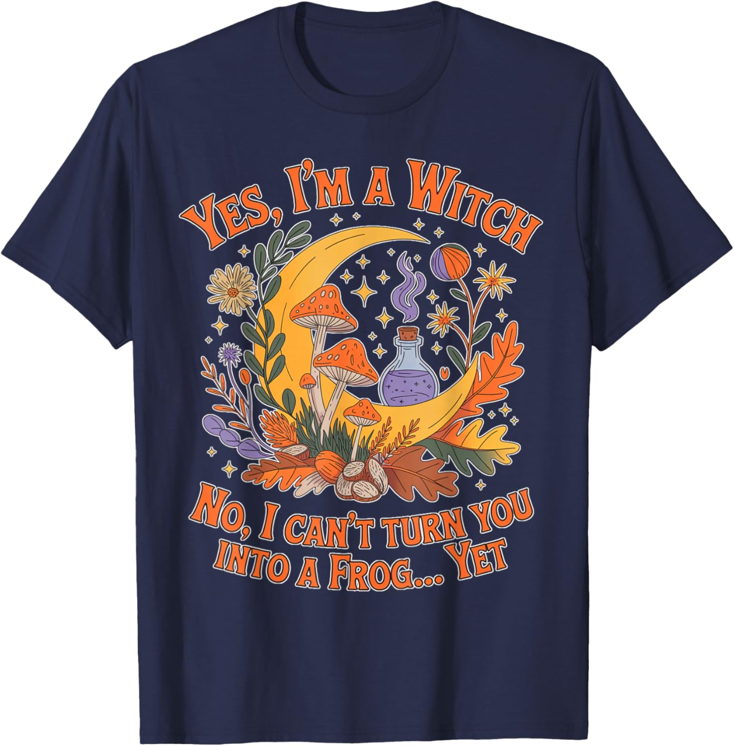 Can't Turn You Into A Frog Witchcraft Moon Goth Occult T-Shirt - T-Shirt | Navy