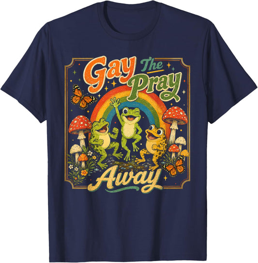 Retro Rainbow Frog Pride Humor Graphics LGBTQ Pride Month T-Shirt - T-Shirt | Navy