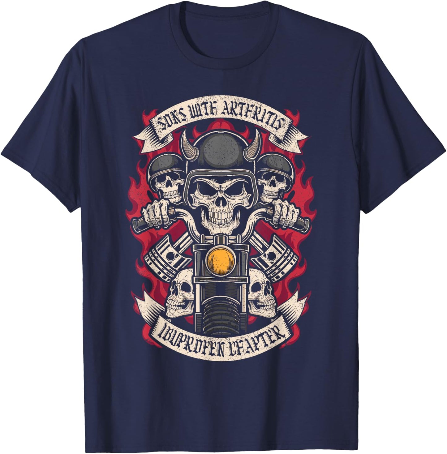Sons with Arthritis Ibuprofen Chapter Skulls Motorcycle Men T-Shirt - T-Shirt | Navy
