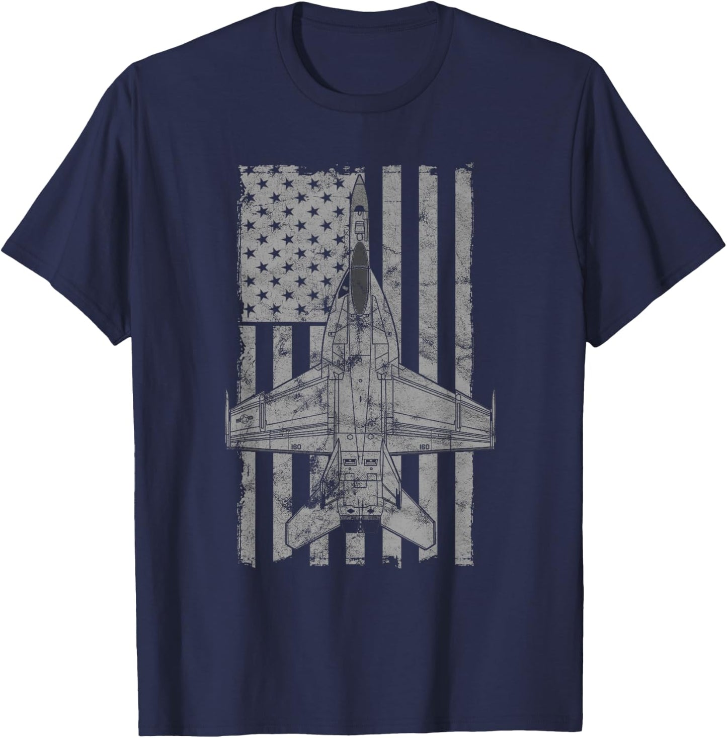 F-18 F/A-18E Super Hornet Jet Airplane Vintage Flag T-Shirt - T-Shirt | Navy