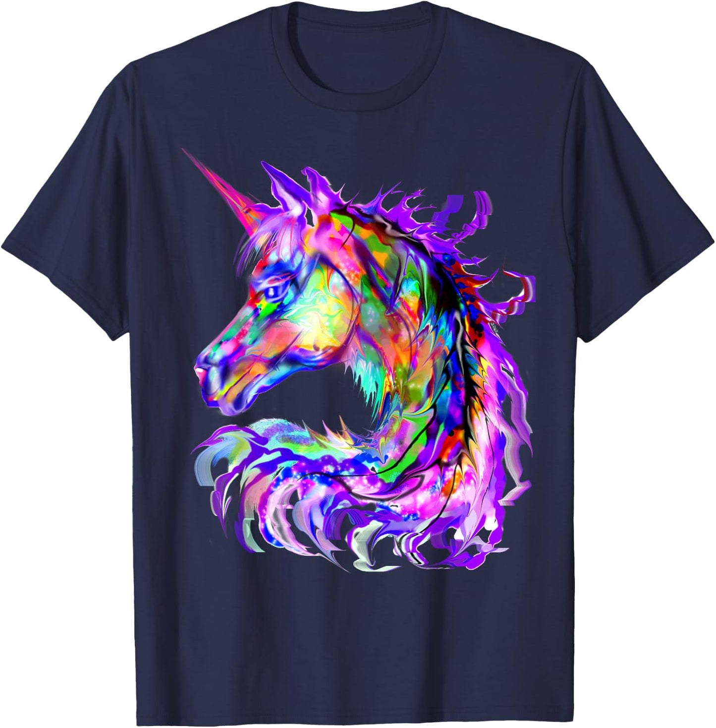 Purple Unicorn Gift Colorful Psychedelic kawaii Trippy alt T-Shirt - T-Shirt | Navy
