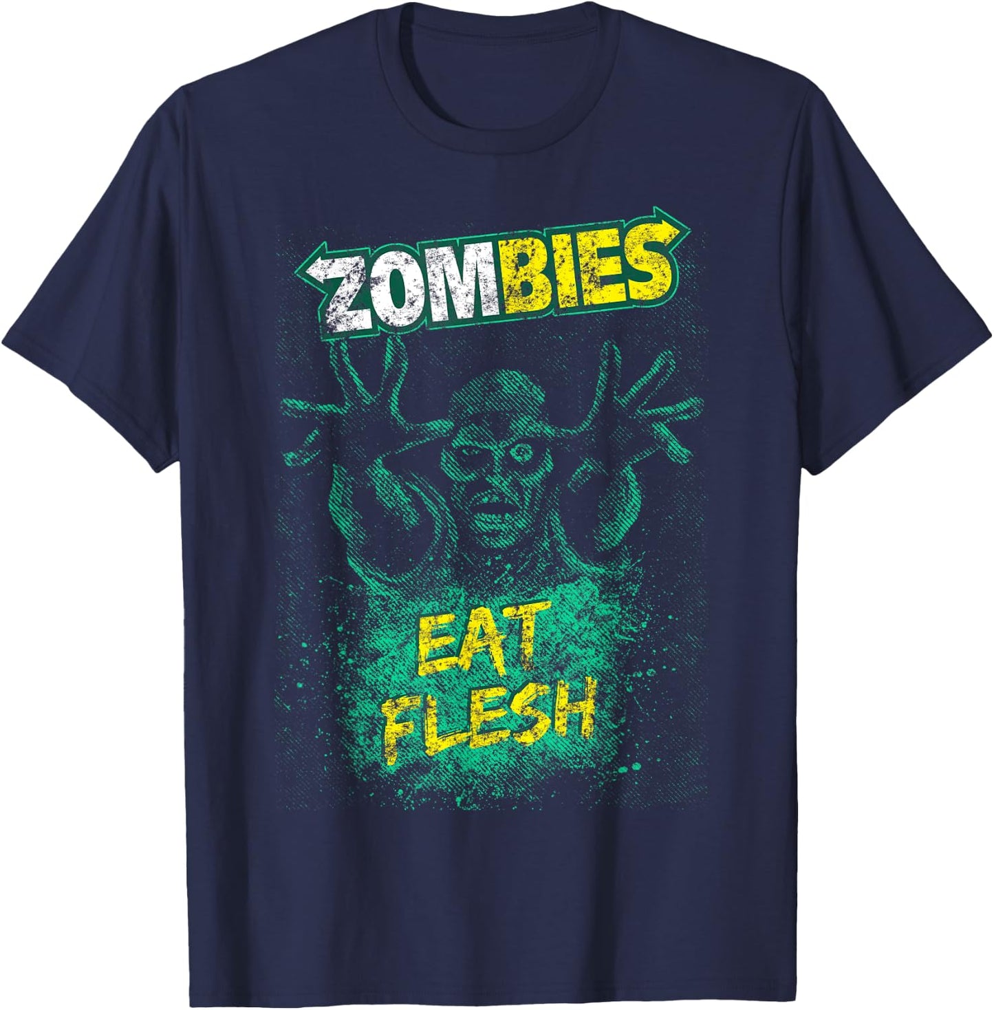 Funny Zombies Eat Flesh , Women & Kids Halloween T-Shirt - T-Shirt | Navy