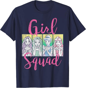 Disney Princess Girls Squad Group Shot Retro Graphic T-Shirt - T-Shirt | Navy
