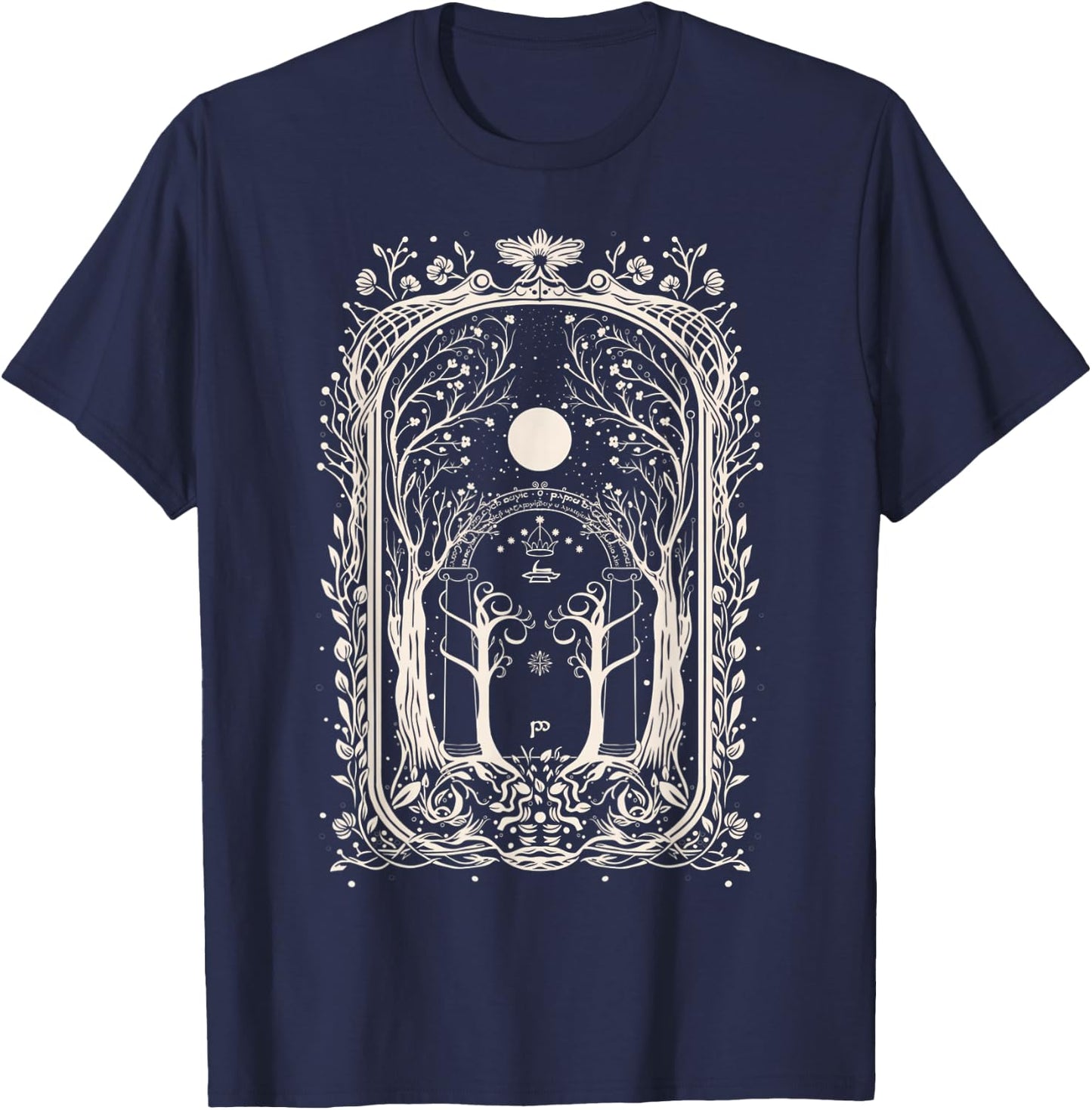 Fantasy Gate To Moria Goth Grunge Aesthetic Y2K T-Shirt - T-Shirt | Navy