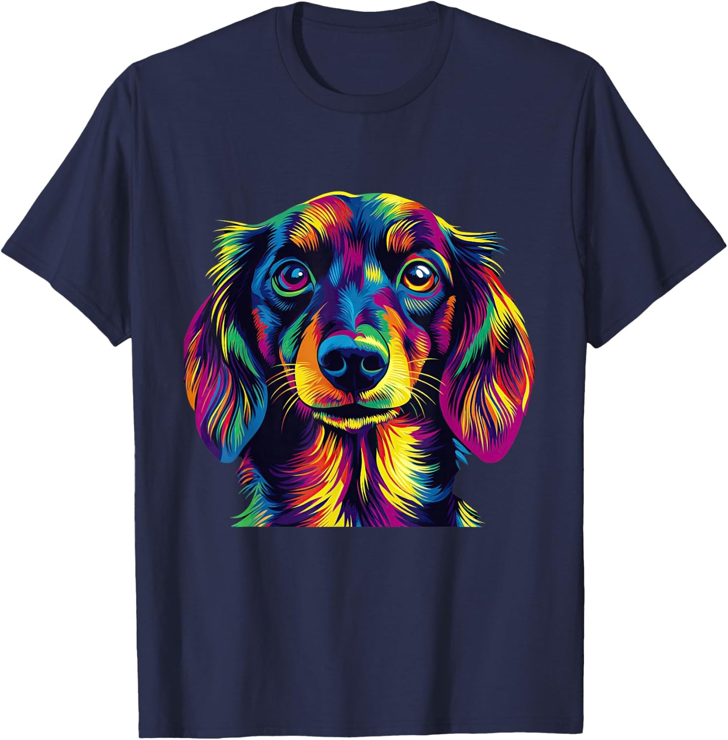 Colorful Dachshund Pop Art Dog Lovers Gift T-Shirt - T-Shirt | Navy