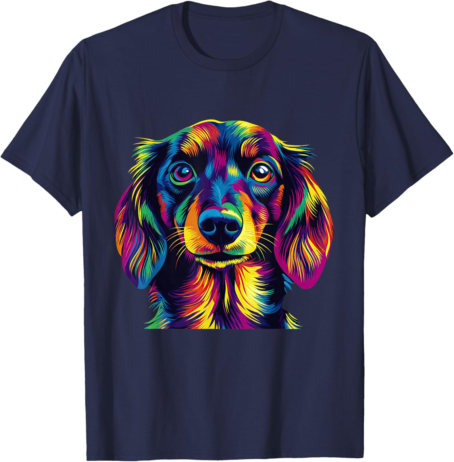 Colorful Dachshund Pop Art Dog Lovers Gift T-Shirt - T-Shirt | Navy
