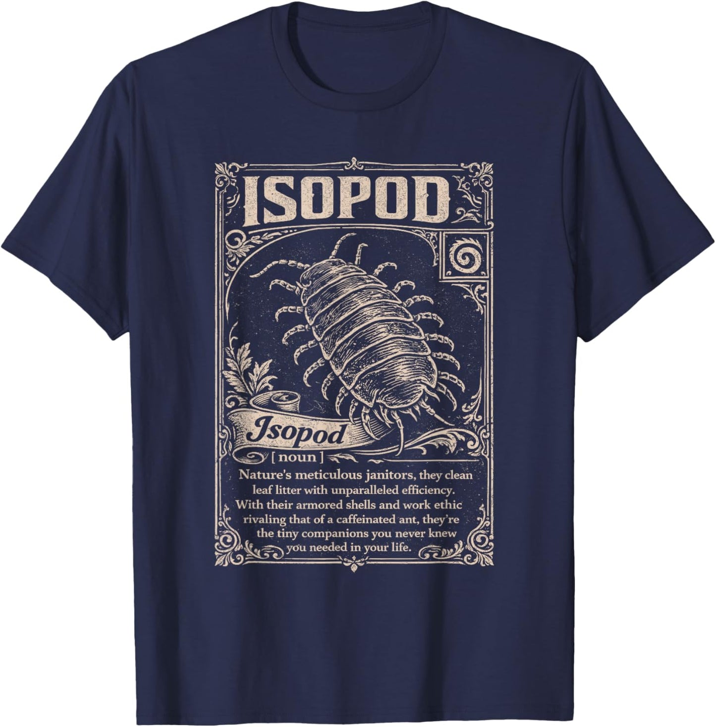 Isopod Definition Isopod Lover Pill Bug Rolly Polly Insect T-Shirt - T-Shirt | Navy