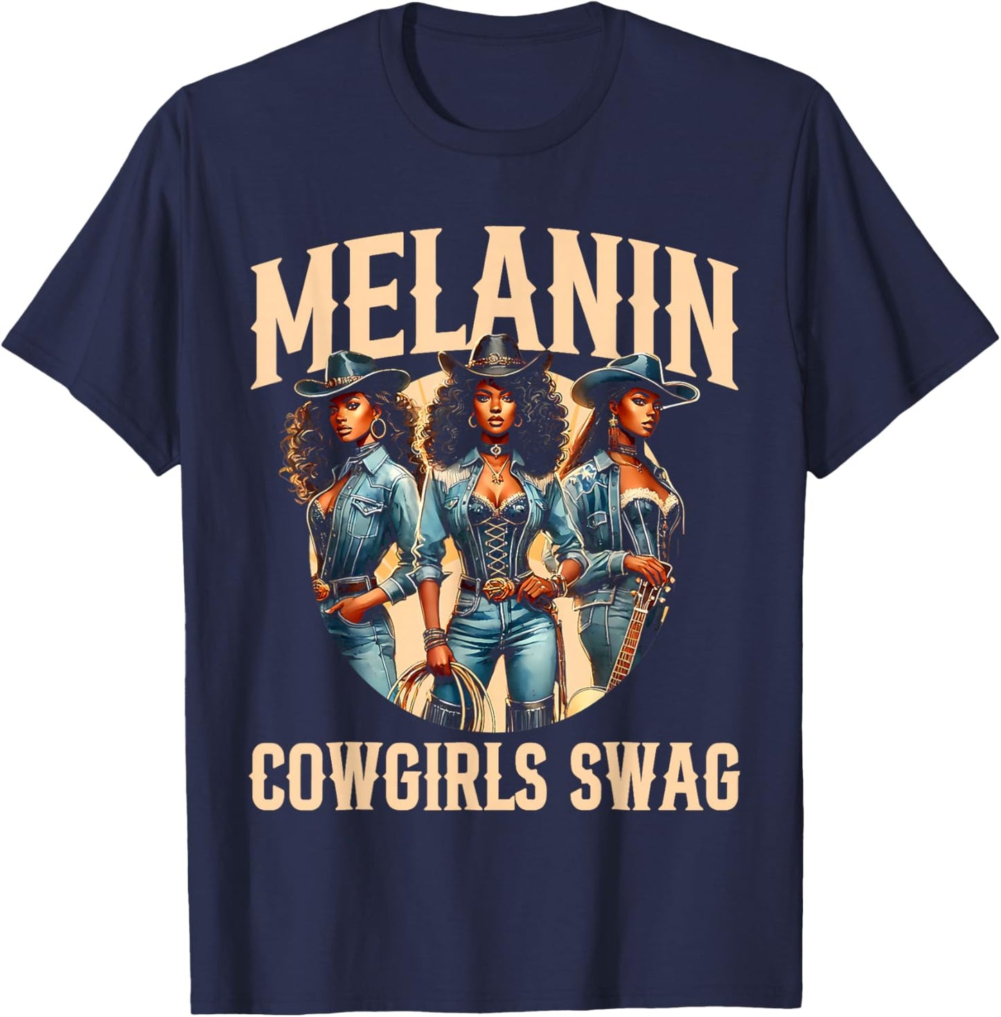 Cowgirl African Melanin Cow Girl Outfit T-Shirt - T-Shirt | Navy