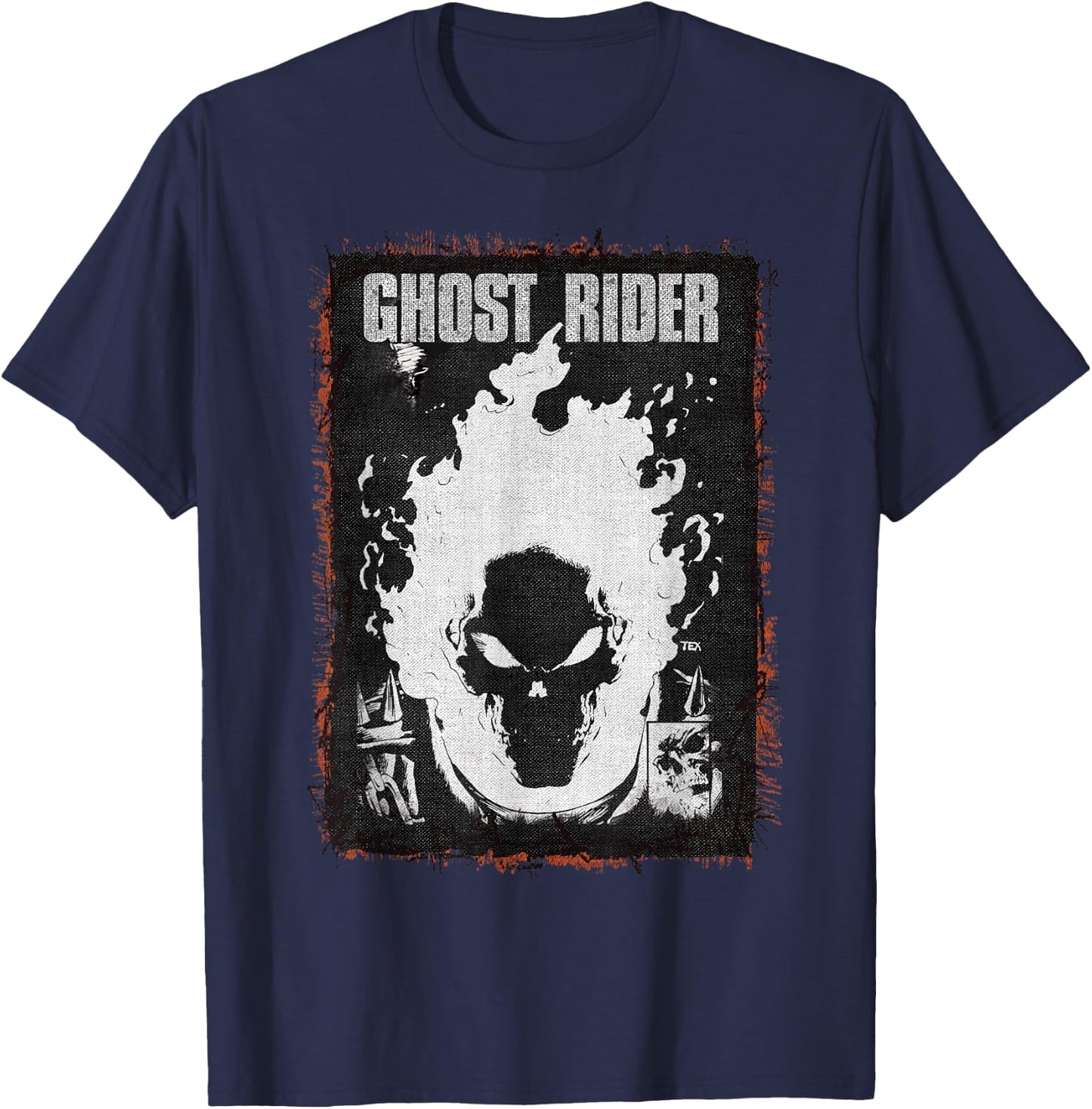 Marvel Ghost Rider Dark Distressed Poster T-Shirt - T-Shirt | Navy