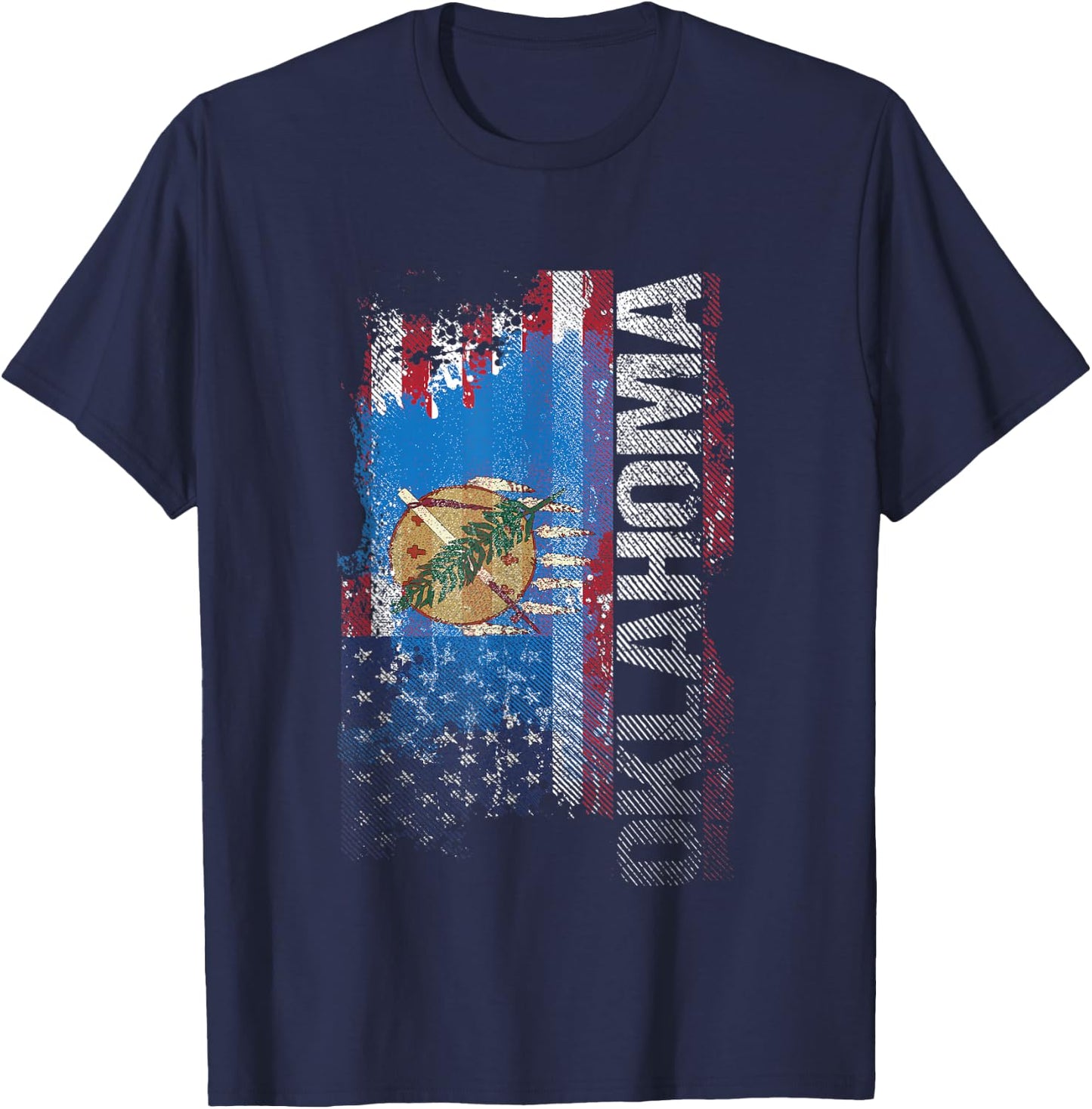 Oklahoma State USA Flag Souvenir Gift Women Kids Men T-Shirt - T-Shirt | Navy