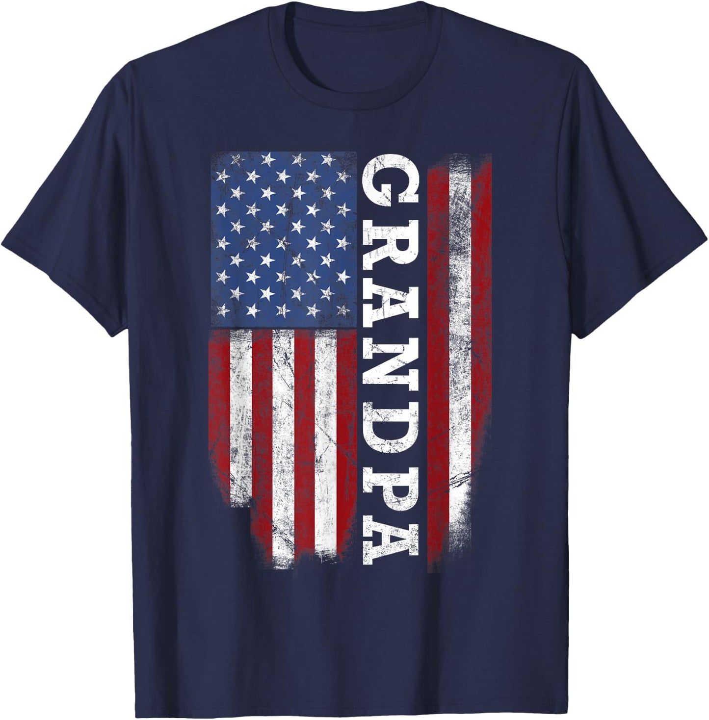 Grandpa Flag Shirt - USA American Flag for Proud Grandfather Men T-Shirt - T-Shirt | Navy