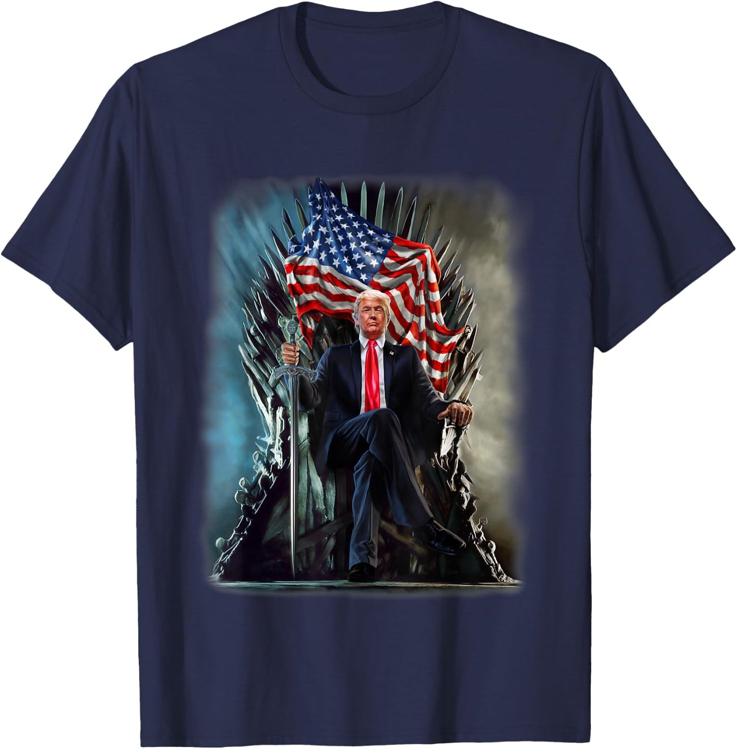 President Donald Trump on United States Throne T-Shirt - T-Shirt | Navy