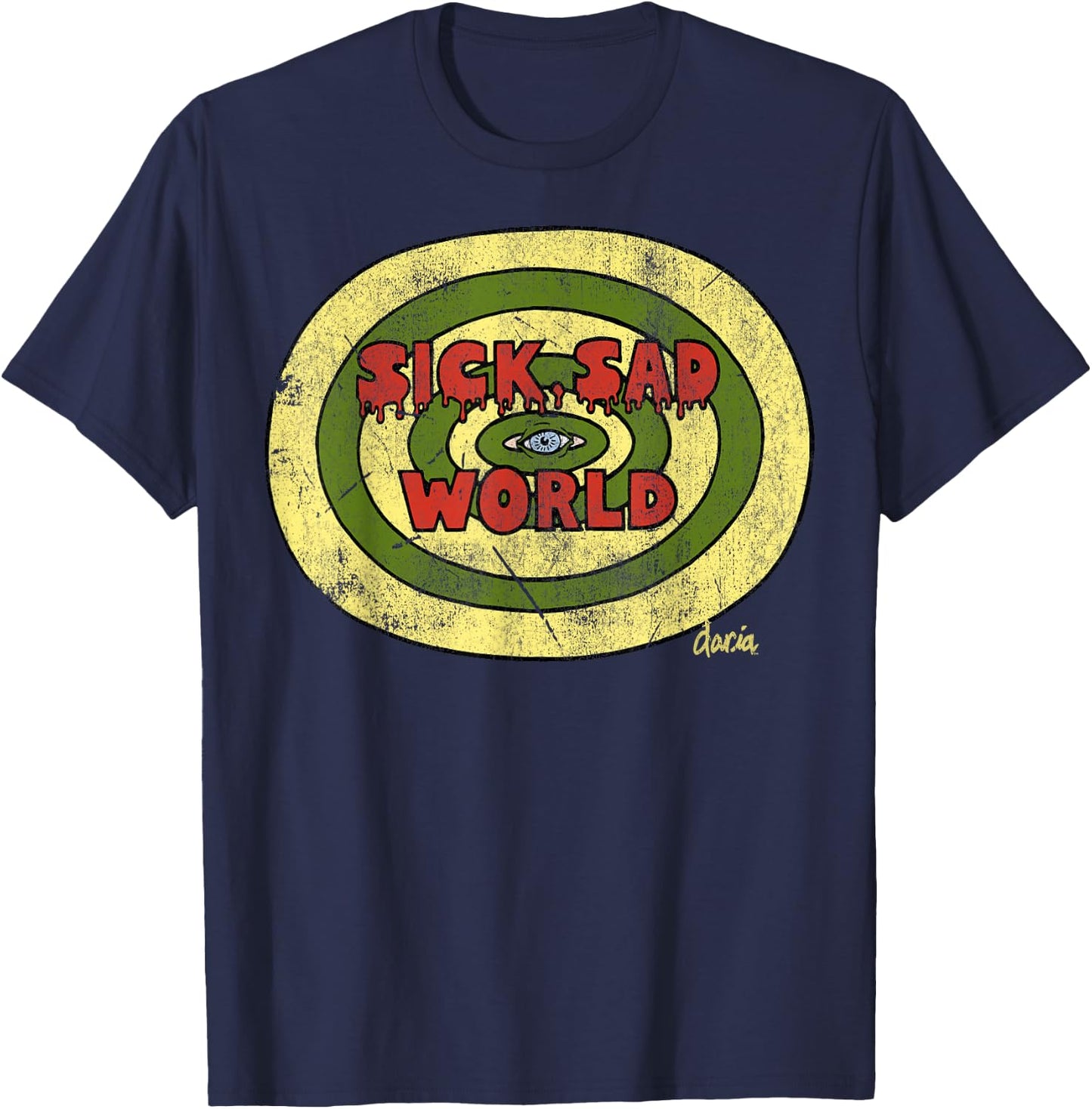 Daria Sick Sad World Drippy Text Eye Logo T-Shirt - T-Shirt | Navy