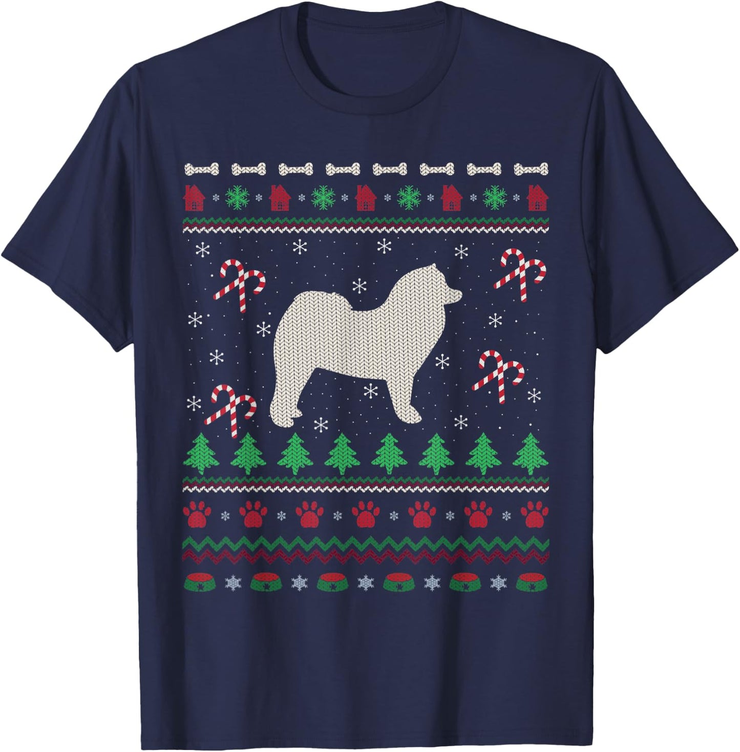 Samoyed Xmas Gift Ugly Samoyed Christmas T-Shirt - T-Shirt | Navy