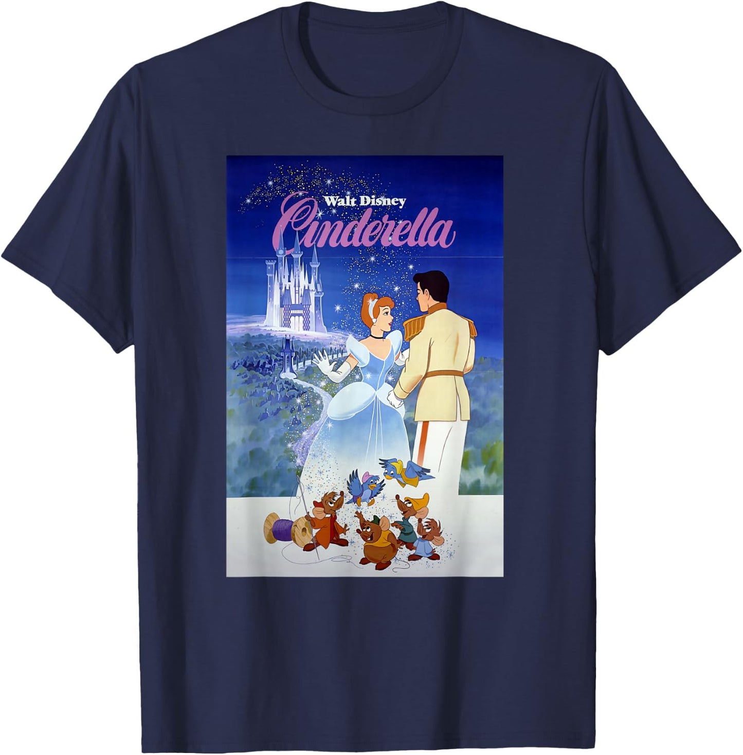 Disney Cinderella Classic Vintage Movie Poster T-Shirt - T-Shirt | Navy