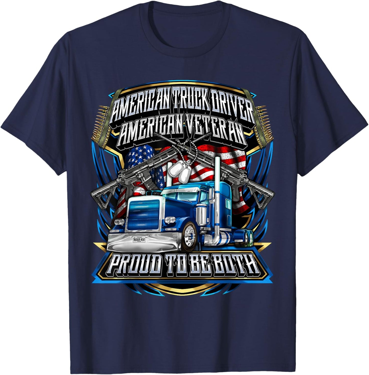 Truck Driver Veteran Trucker T-Shirt - T-Shirt | Navy