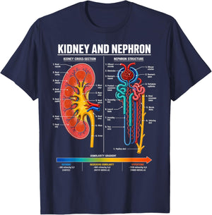 Kidney and Nephron Anatomy Biology Science Gifts Men Women T-Shirt - T-Shirt | Navy