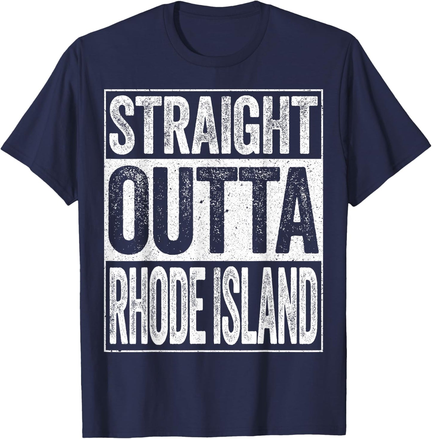 Straight Outta Rhode Island Shirt Men Women Kids RI State T-Shirt - T-Shirt | Navy
