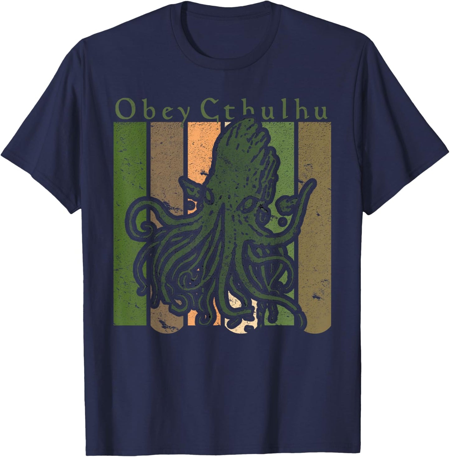 Obey Cthulhu Retro Vintage-Style T-Shirt - T-Shirt | Navy
