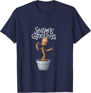 Marvel Groot Season's Grootings Holiday T-Shirt - T-Shirt | Navy