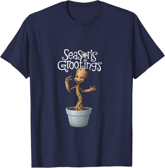Marvel Groot Season's Grootings Holiday T-Shirt - T-Shirt | Navy