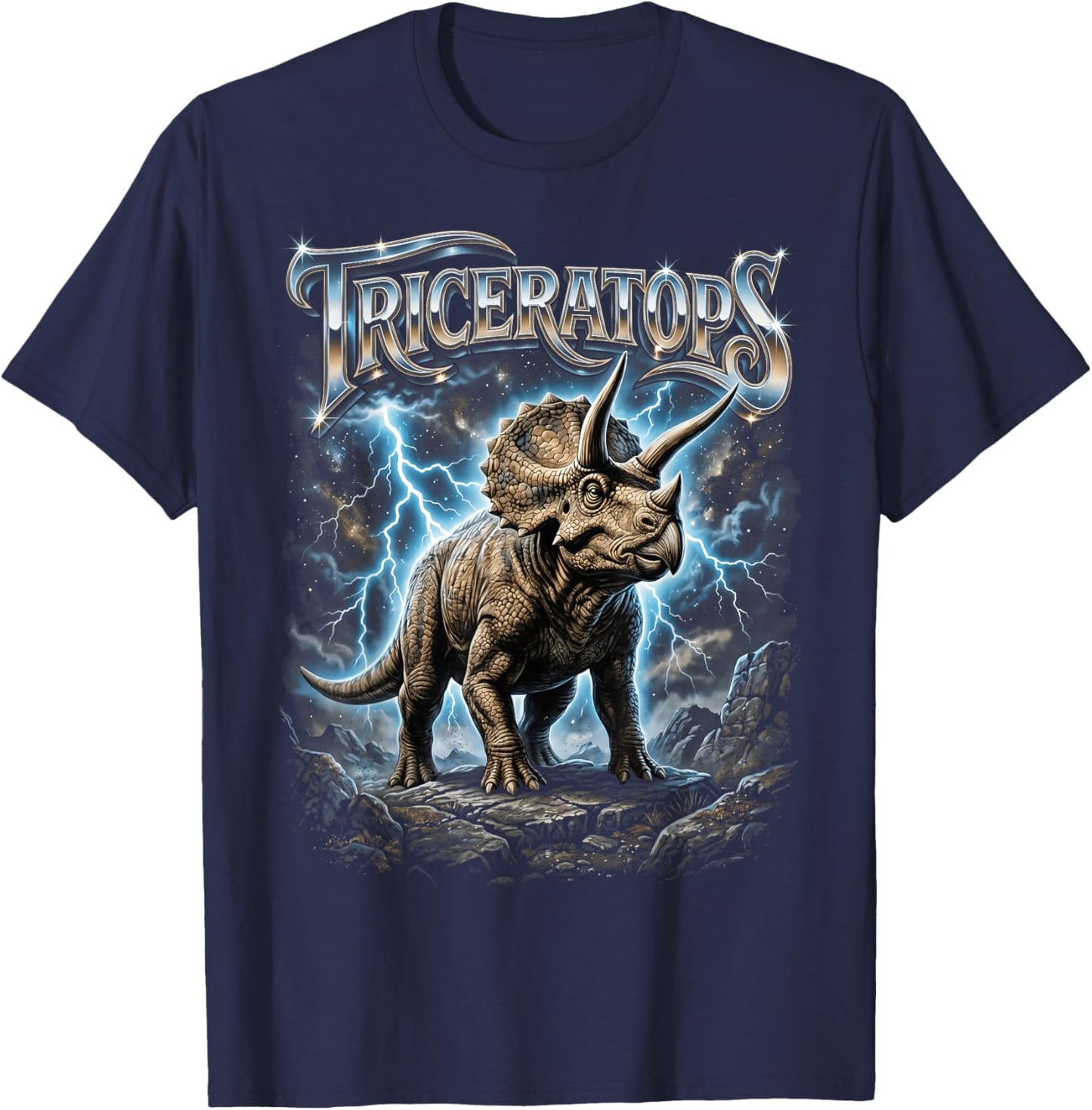 Triceratops Bootleg Vintage T-Shirt - T-Shirt | Navy