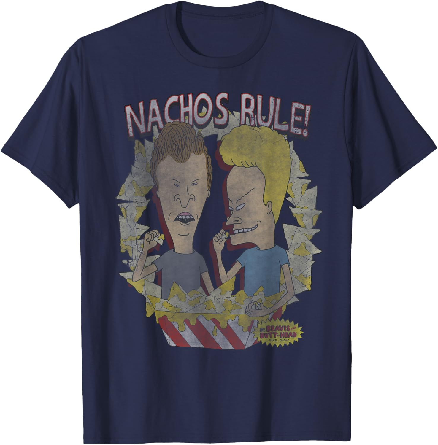 Beavis and Butt-Head Nachos Rule Chip Frame T-Shirt - T-Shirt | Navy