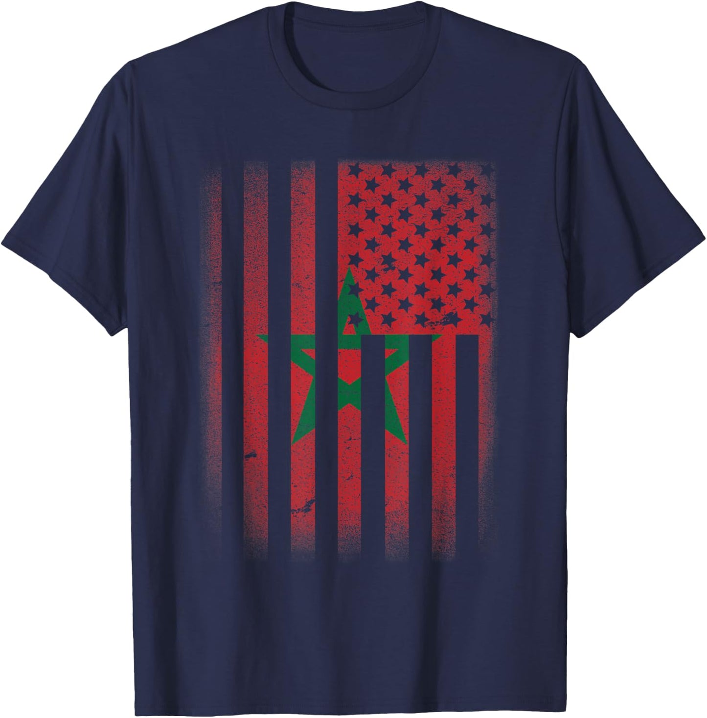 Moroccan American Flag Morocco Usa Women Kids Men T-Shirt - T-Shirt | Navy