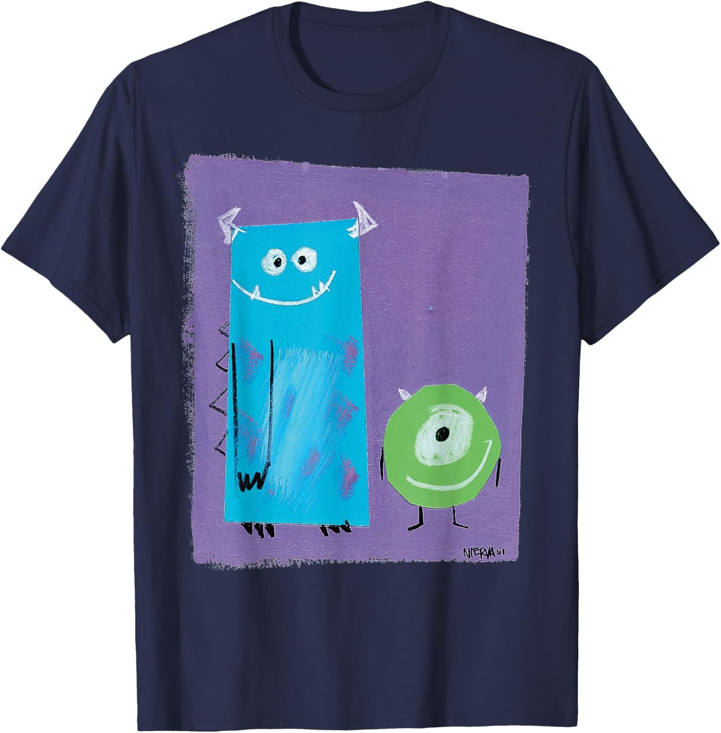 Disney Pixar Monsters University Sulley & Mike Fine Art Duo T-Shirt - T-Shirt | Navy