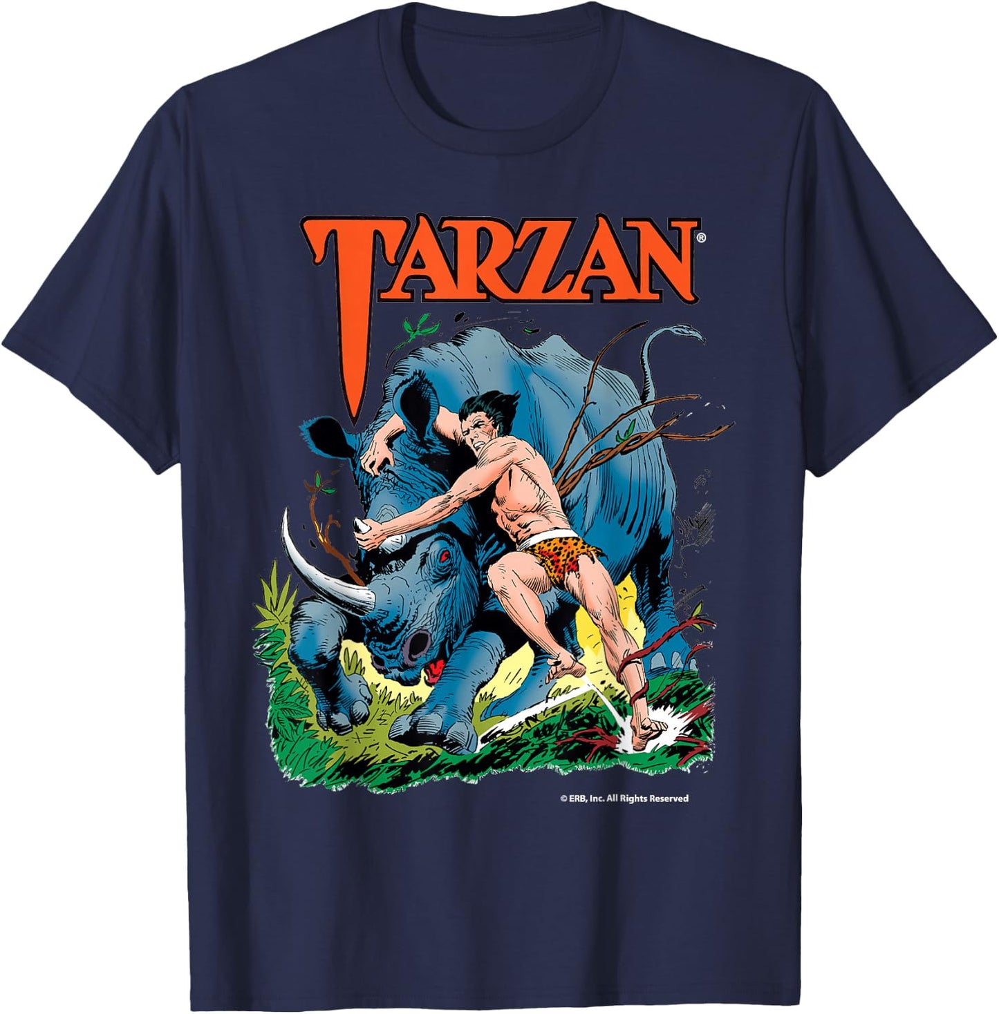 Edgar Rice Burroughs, Inc. Tarzan Adult Black Modern Classic Cartoon T-Shirt - T-Shirt | Navy