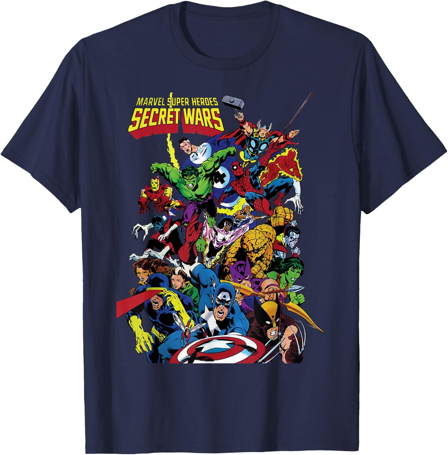 Marvel Exclusive Secret Wars Franchise Hero Collage T-Shirt - T-Shirt | Navy