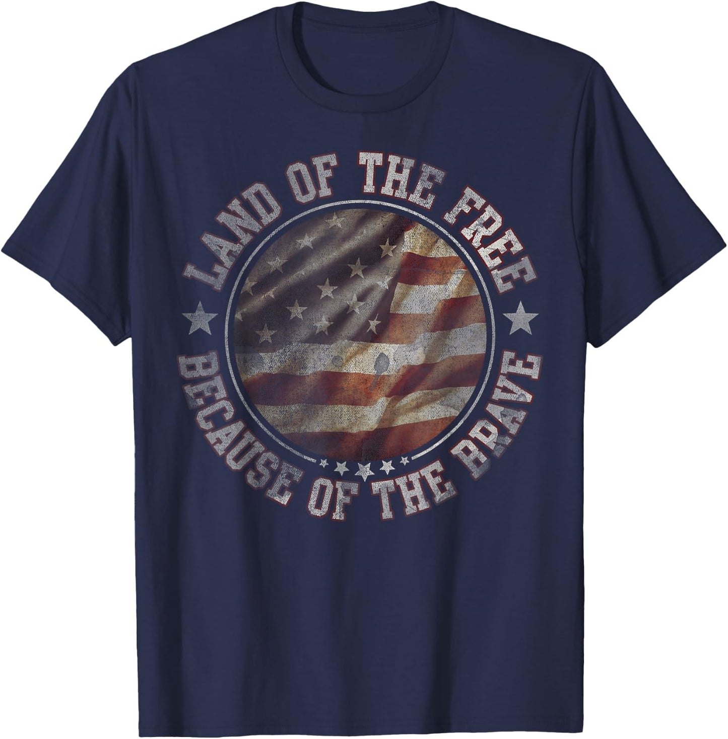 Land Of The Free Because Of The Brave USA T-Shirt - T-Shirt | Navy