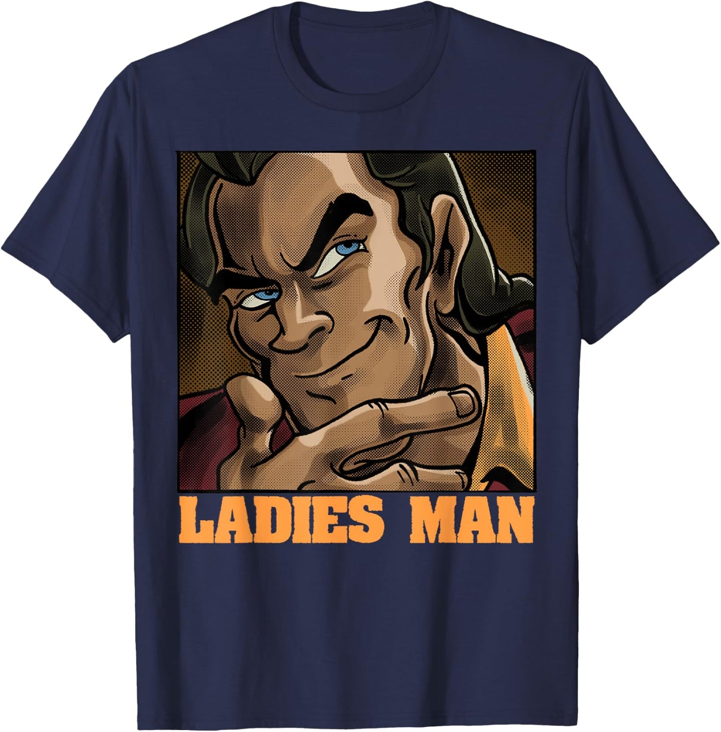 Disney Beauty And Beast Gaston Ladies Man Portrait T-Shirt - T-Shirt | Navy