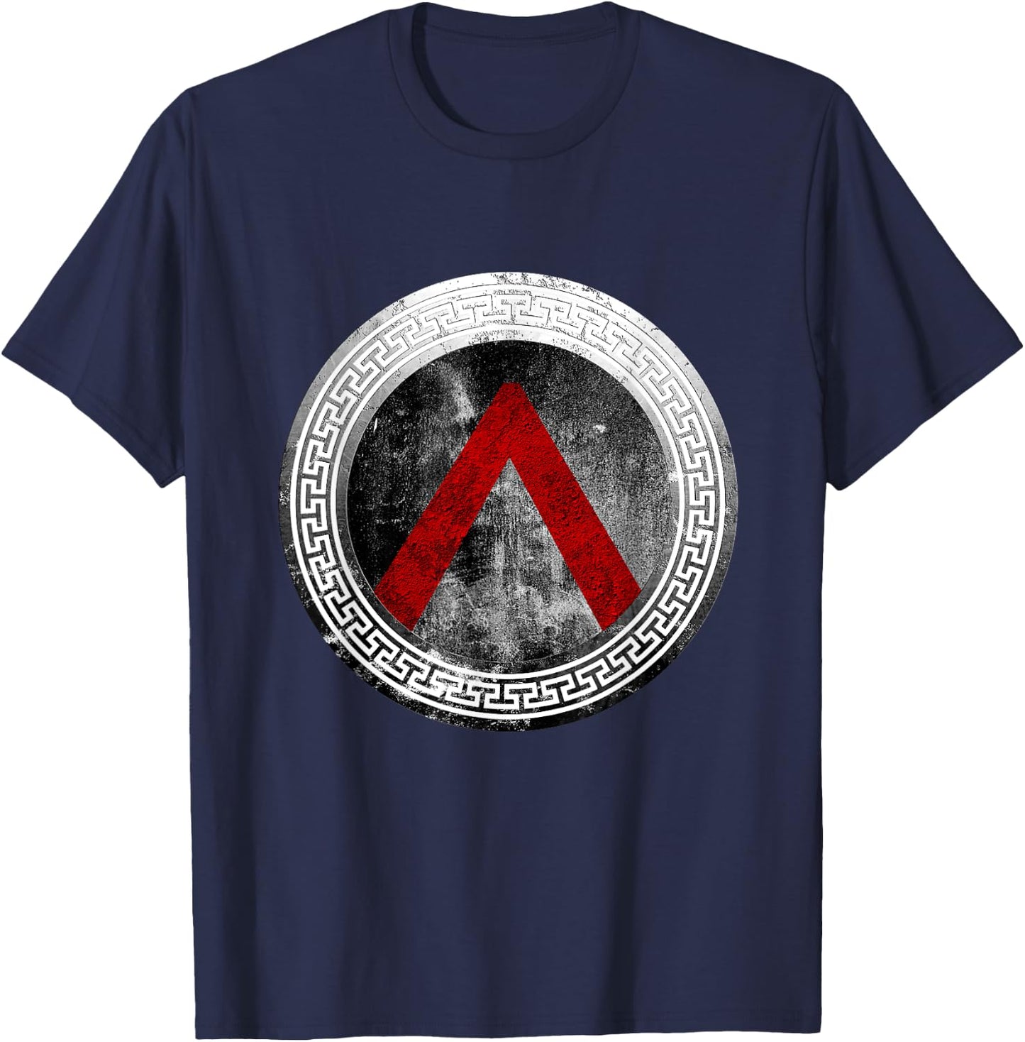 Spartan Warrior Lambda Shield Ancient Greek Vintage T-Shirt - T-Shirt | Navy