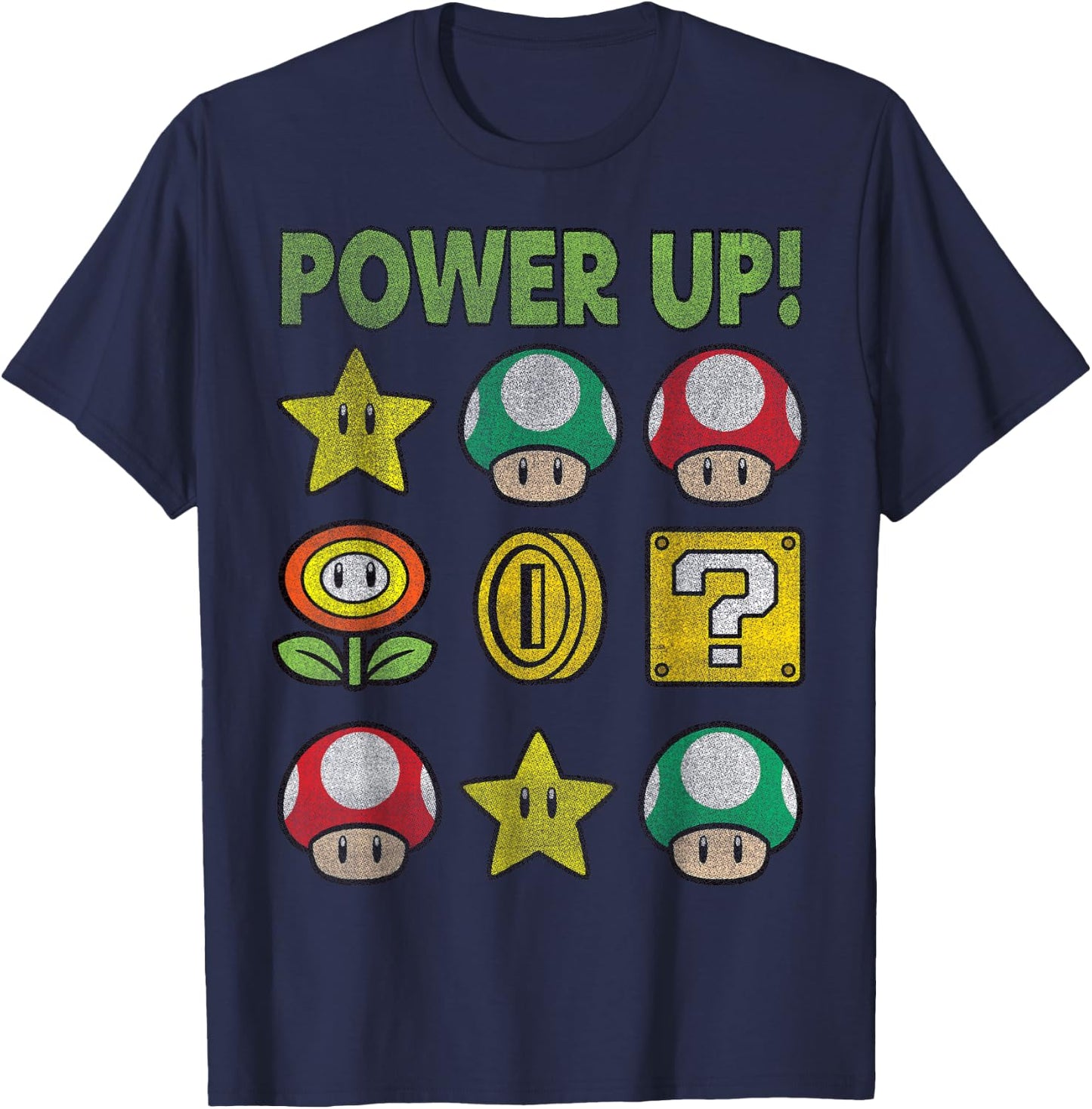 Super Mario Power Up Items Vintage Graphic T-Shirt - T-Shirt | Navy